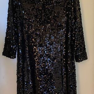Elie Tahari Black Sequin long sleeve dress